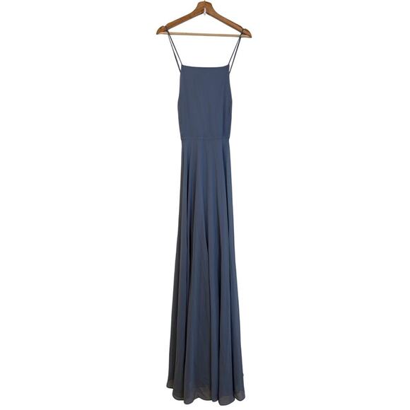 Lulus Mythical Kind of Love Slate Blue Maxi Dress Sz XL Bridesmaid Romantic NWT - Picture 4 of 14